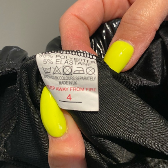 BLACK SHINY VINYL PU LEGGINGS size UK4 - Picture 2 of 6